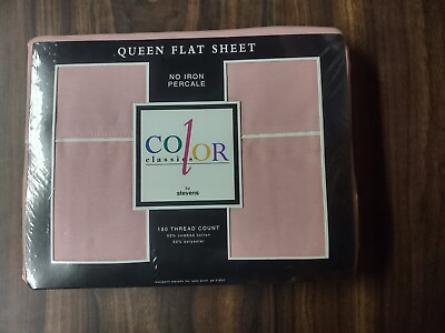 Vintage Stevens Color Classics Queen Flat Sheet Pink 90 x 102 in. b