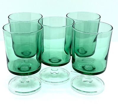 #ad Luminarc Cavalier Emerald Green Port Glasses Beautiful Set Vintage set of 5