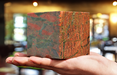 #ad Large 80MM Green Unakite Stone Quartz Healing Metaphysical Power Square Cube