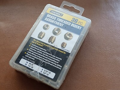 #ad 36pc Brass Inserts Threaded for Wood Cabinet Assortment