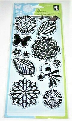 #ad Flowers Leaves amp; Butterfly Nature Clear Acrylic Stamp Set by Inkadinkado NEW