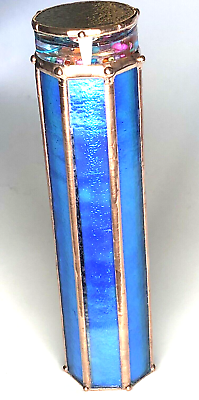 Kaleidoscope Cerulean Blue Copper Two Mirrors Black Glass Signed Dated Sue Rioux