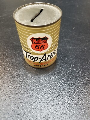 #ad #ad PHILLIPS 66  TROP ARTIC OLD Metal Min TIN  Oil Can ADVERTISING Bank 3 INCH 502