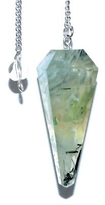 #ad Six sided Prehnite Faceted Healing Crystal Gemstone Pendulum