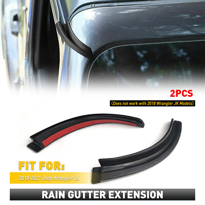 Water Rain Diverters Gutter Extension For Jeep Wrangler JL 2018 2021 Accessories