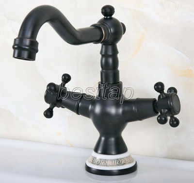 Black Oil Rubbed Brass Ceramic Base Kitchen Vessel Sink Faucet Mixer Tap snf649