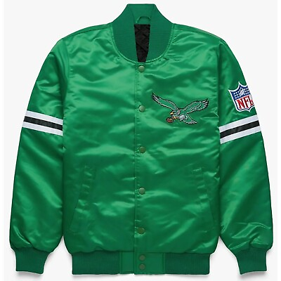 #ad NFL Philadelphia Eagles Vintage Style Kelly Green Bomber Style Varsity Jacket
