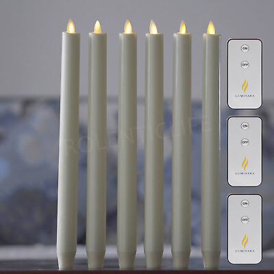 12quot; Luminara Moving Wick Battery Operated Wax Taper Candles with Remote Ivory