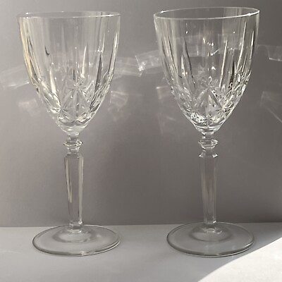 2 Waterford Crystal Atomic Wine Water Glasses Retired Starburst Mid Century Mint