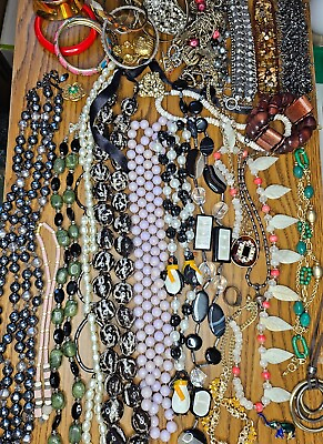#ad Vintage To Now Costume Jewelry 4lbs Necklaces Bracelets amp; Pins Unbroken Jewelry