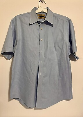 #ad Roundtree amp; York Gold Label non Iron Men#x27;s Short Sleeve Dress Shirt Blue Size M