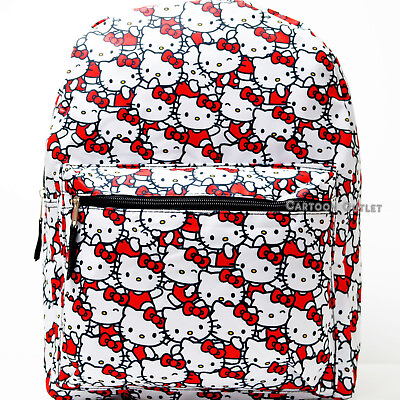 #ad Sanrio Hello Kitty Large School Backpack 16quot; All Over Print Travel Bag Book Tote