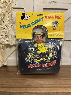 #ad Vintage Minnie Mouse Vinyl Purse Doll Bag Hello Disney Hello Minnie