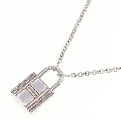#ad Hermes Necklace Cadena Motif Sv Sterling Silver 925 Used Pendant Choker Accessor