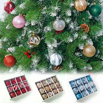12Pcs Box Christmas Glitter Balls Ornaments Xmas Tree Ball Hanging Party Decor