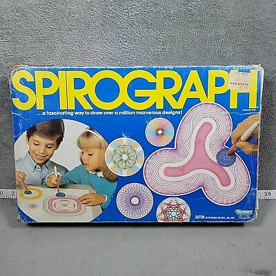 #ad Vintage Kenner Spirograph Stencil ALMOST Complete Drawing Kit USED