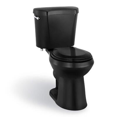 Glacier Bay Single Flush Round Front Toilet 1.28 GPF High Black 2 Piece