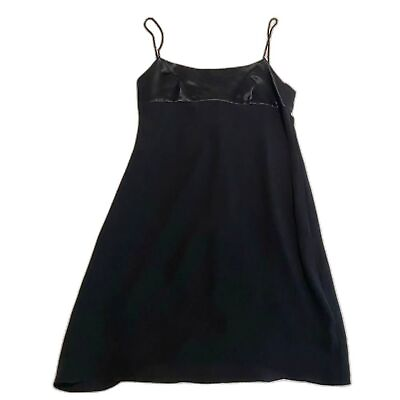 #ad Vintage Y2K BCBG Max Azria Size 4 100% Silk Black Cocktail Mini Dress