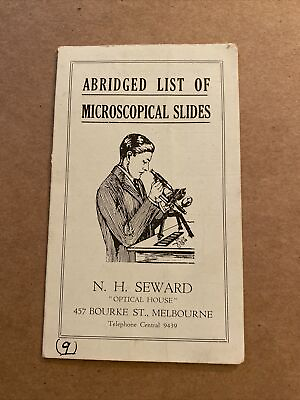 #ad Vintage Abridged List Of Microscopical Slides Optical House Pamphlet Paper BPF