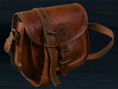 New vintage leather messenger sling cross body purse brown satchel handmade bag