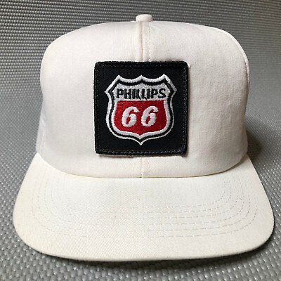 #ad #ad Vintage Phillips 66 K Products Patch Mesh Snapback Hat All White Made in USA