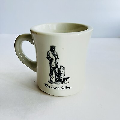 #ad The Lone Sailor Heavy US Navy White Coffee Tea Mug Mil Art China Collectibles