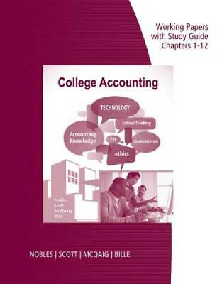 #ad Working Papers with Study Guide Chapters 1 12: College Accounting GOOD