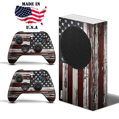 #ad XBOX Series S Console amp; Controller Vinyl Skin Decal Wrap Rustic American Flag