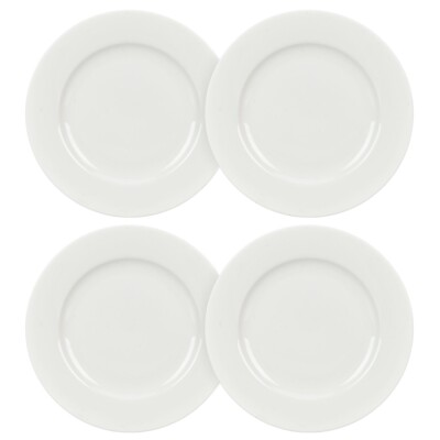 #ad 4 pc White Dessert Plate Set Bone China Side Plate Porcelain Bread Plate Set