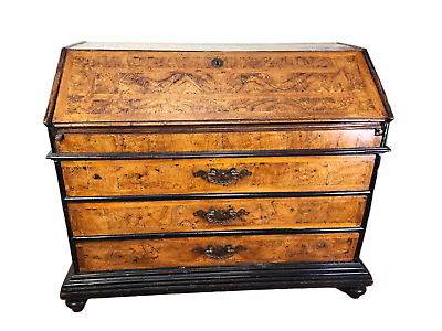 #ad Early 19th Century Biedermeier Drop Front Secretary Bureau Antique Desk