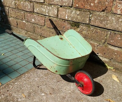 #ad Classic Vintage Childs Toy Wheelbarrow Mid century 63cm Long 20cm Tall 27cm Tray