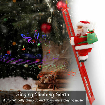 Animated Musical Santa Claus Climbing Ladder Up Tree Christmas DIY Party Decor