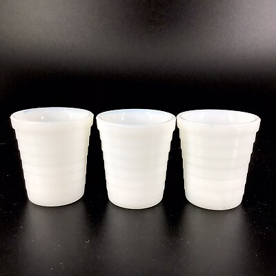 #ad Akro Agate Tumblers Set of 3 Opaque White Stacked Disc Childs Vintage