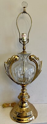 #ad Waterford Crystal Lamp Solid Brass Art Nouveau 31” Heavy 13lbs VTG EUC