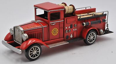 Metal Vintage Fire Truck Model Ornaments Figurine Retro Crafts Old Firetruck