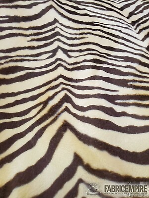 #ad Velboa Faux Fur Short Pile Fabric ZEBRA DARK BROWN ON CREAM 60quot; Wide Sold BTY