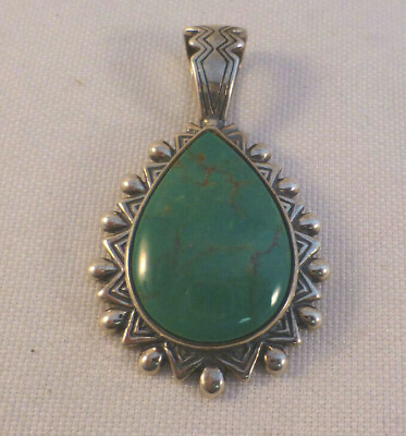 #ad Relios Carolyn Pollack Southwest Green Malachite Sterling Large Pendant