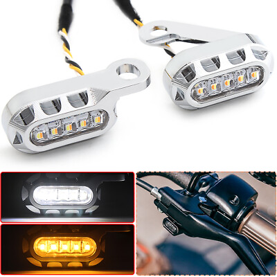 #ad Chrome LED Handlebar Turn Signal Light Blinker DRL For Harley Sportster 1200 883
