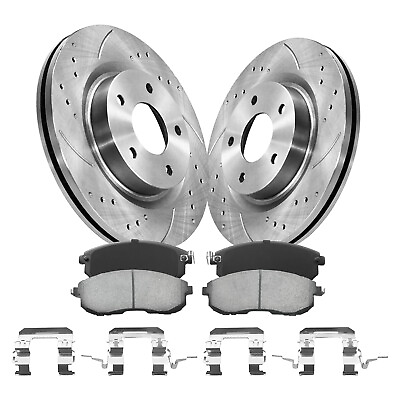#ad For 2007 2013 Nissan Altima Front Drilled amp; Slotted Brake Rotors Ceramic Pads
