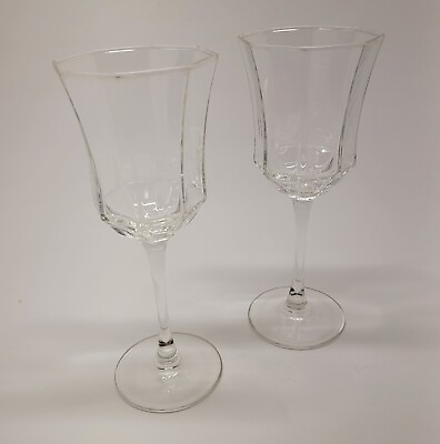 Vintage 1980s Set of 2 Luminarc France Octime Clear Large Wine Drinking Glasses