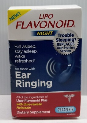 #ad Lipo Flavonoid Night Ear Ringing Tinnitus Relief w Melatonin 75 Caps Exp 2 2025