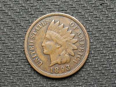 #ad OLD COIN SALE VF 1893 INDIAN HEAD CENT PENNY w DIAMONDS amp; FULL LIBERTY #426
