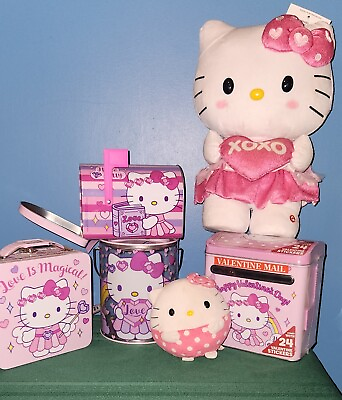 #ad HELLO KITTY VALENTINES DAY BUNDLE SIDE STEPPER 2023 4 New Tins amp; Ty PLUSH