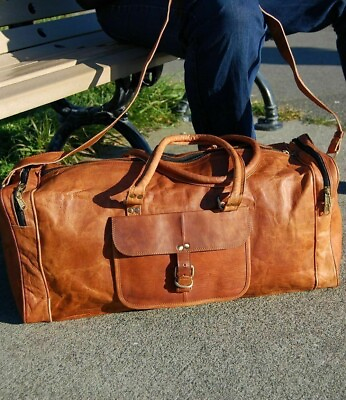 Bag Vintage Leather Duffle Travel New Gym Luggage Genuine Overnight Men#x27;s Duffel