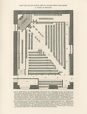 ANTIQUE PLANS JUSTICE GREAT HALL OF THE GUARDS VERSAILLES PALACE FRANCE PRINT
