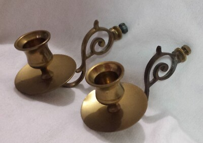 Brass 2 Ornate Taper Candle Holder Pair 4 3 4”L for Wall Hanging Part only