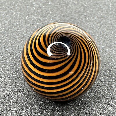 #ad Contemporary Art Glass Marble 1.08quot; Handmade MIB Orange Black UV Swirls Boro