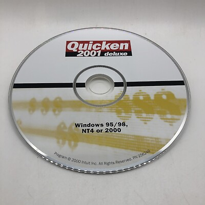 Quicken 2001 Deluxe Financial Software Windows Version CD Disk Only Free Ship