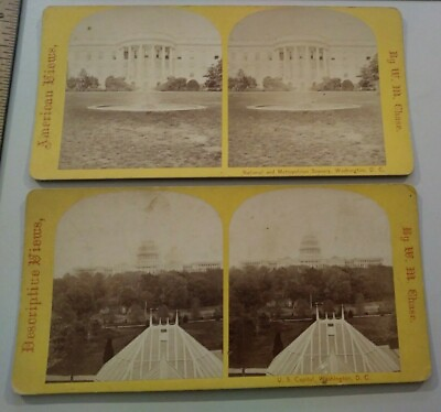 #ad Washington D.C. DC Stereoview Photo W.M. Chase White House Capitol