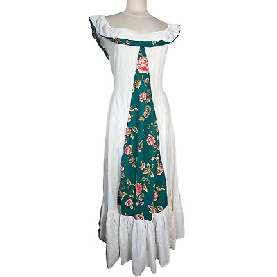 #ad Vintage 70s Dress Maxi Hawaiian Cotton Gauze S M